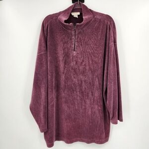 Express Tricot Sweater Womens Size Medium Plum Quarter Zip Long Sleeve Rib Vtg